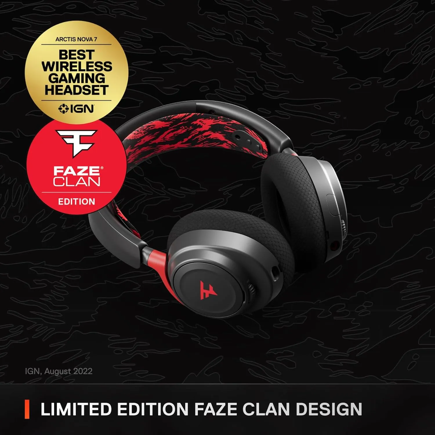 SteelSeries Arctis Nova 7 FaZe Clan Edition Multi-Platform Premium Wireless Gaming Headset  Limited Edition  Dual Wireless 2.4 GHz & Bluetooth 38 HR Fast Charge Battery  PC, PS, Mac, Mobile, Switch