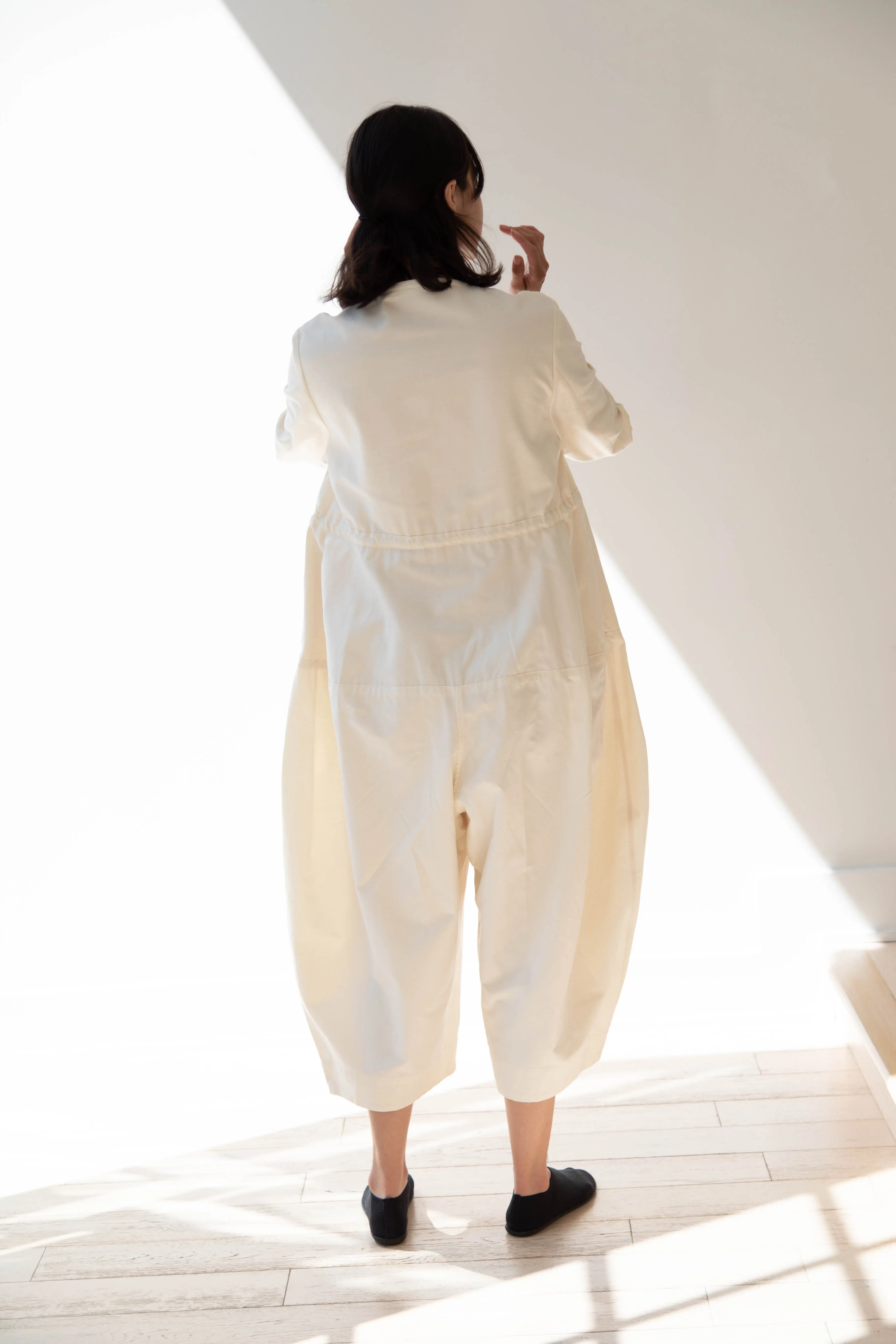 Tenne Handcrafted Modern | Barrel Leg Jumpsuit in Cream