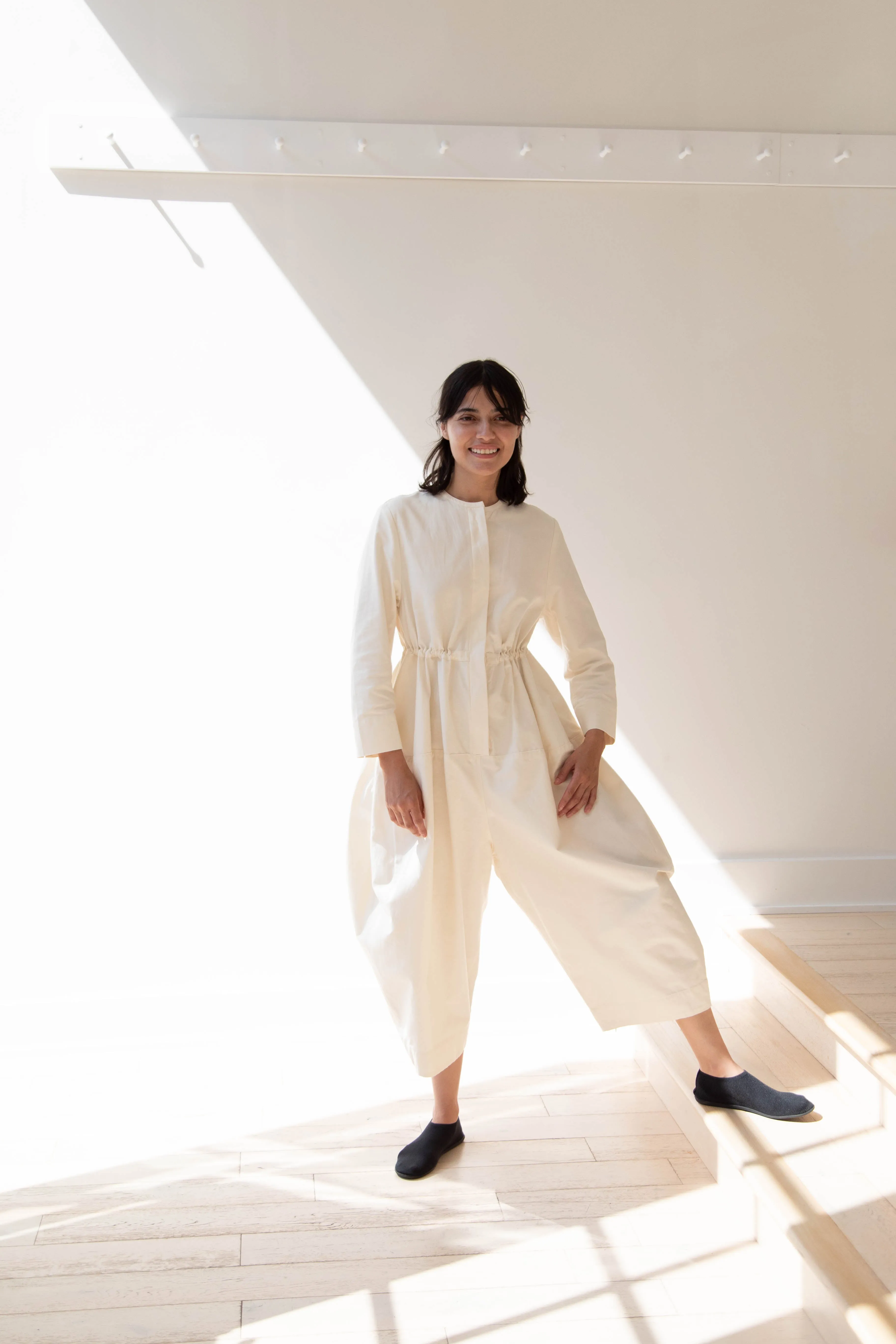Tenne Handcrafted Modern | Barrel Leg Jumpsuit in Cream