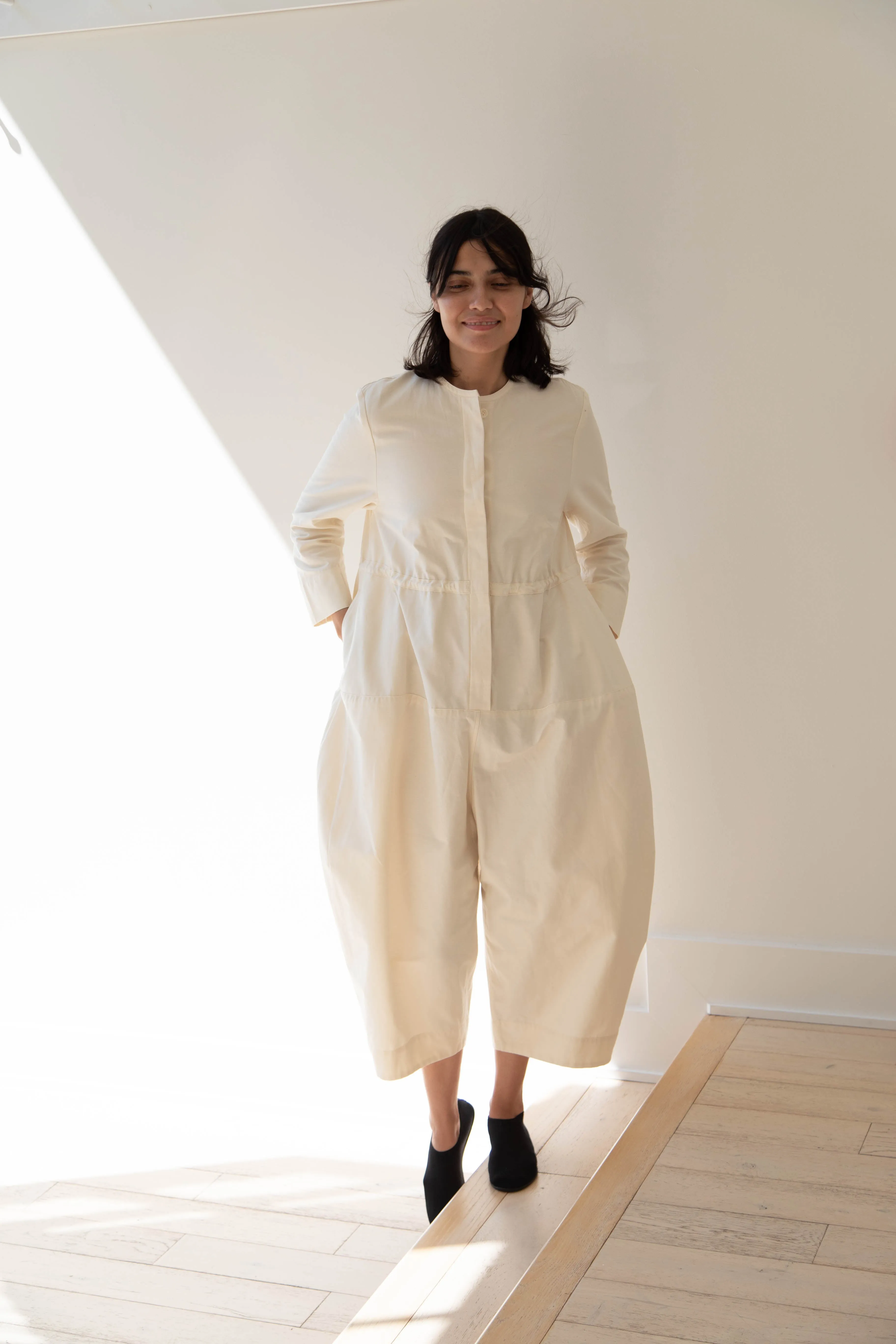 Tenne Handcrafted Modern | Barrel Leg Jumpsuit in Cream