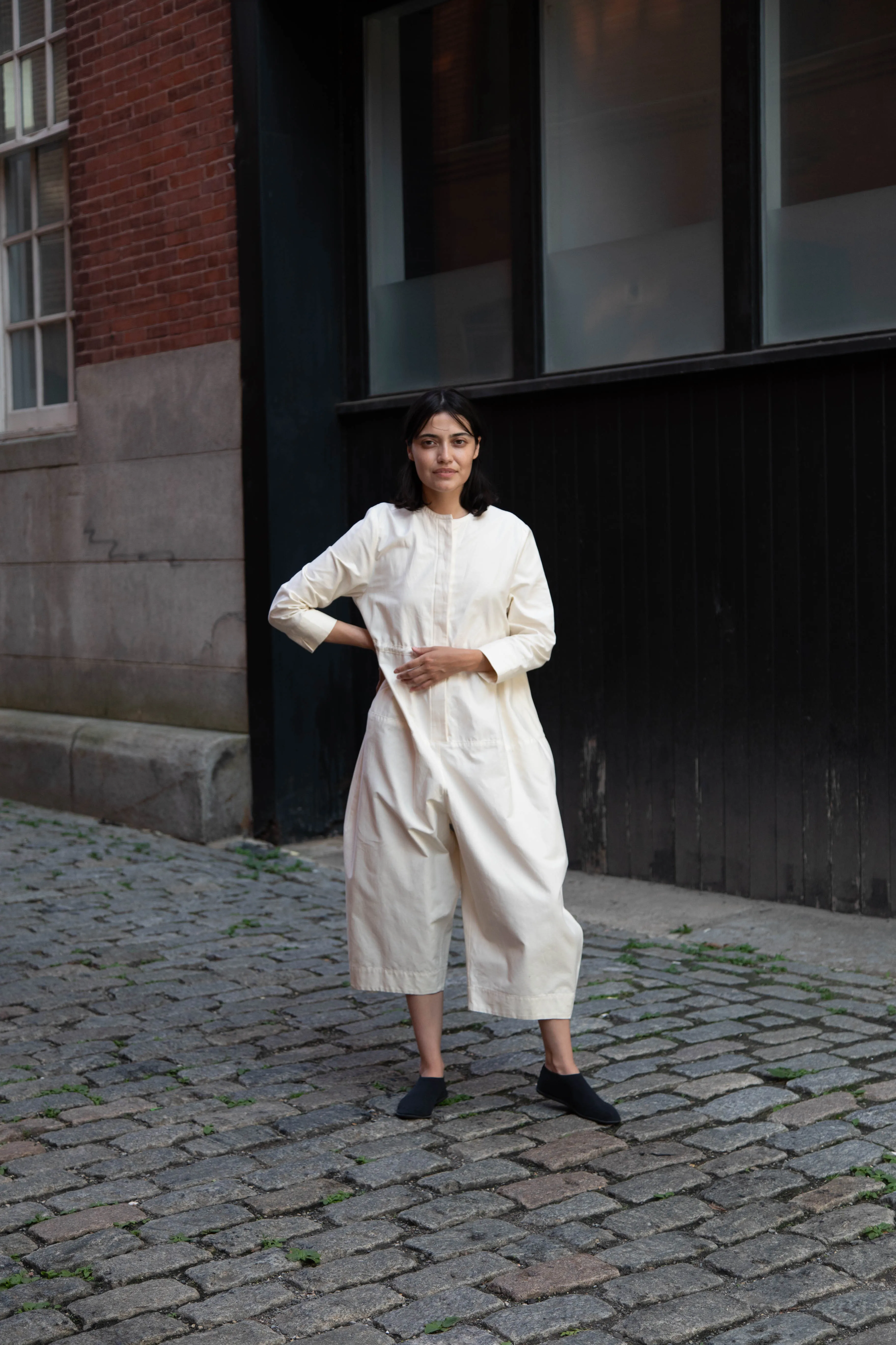 Tenne Handcrafted Modern | Barrel Leg Jumpsuit in Cream