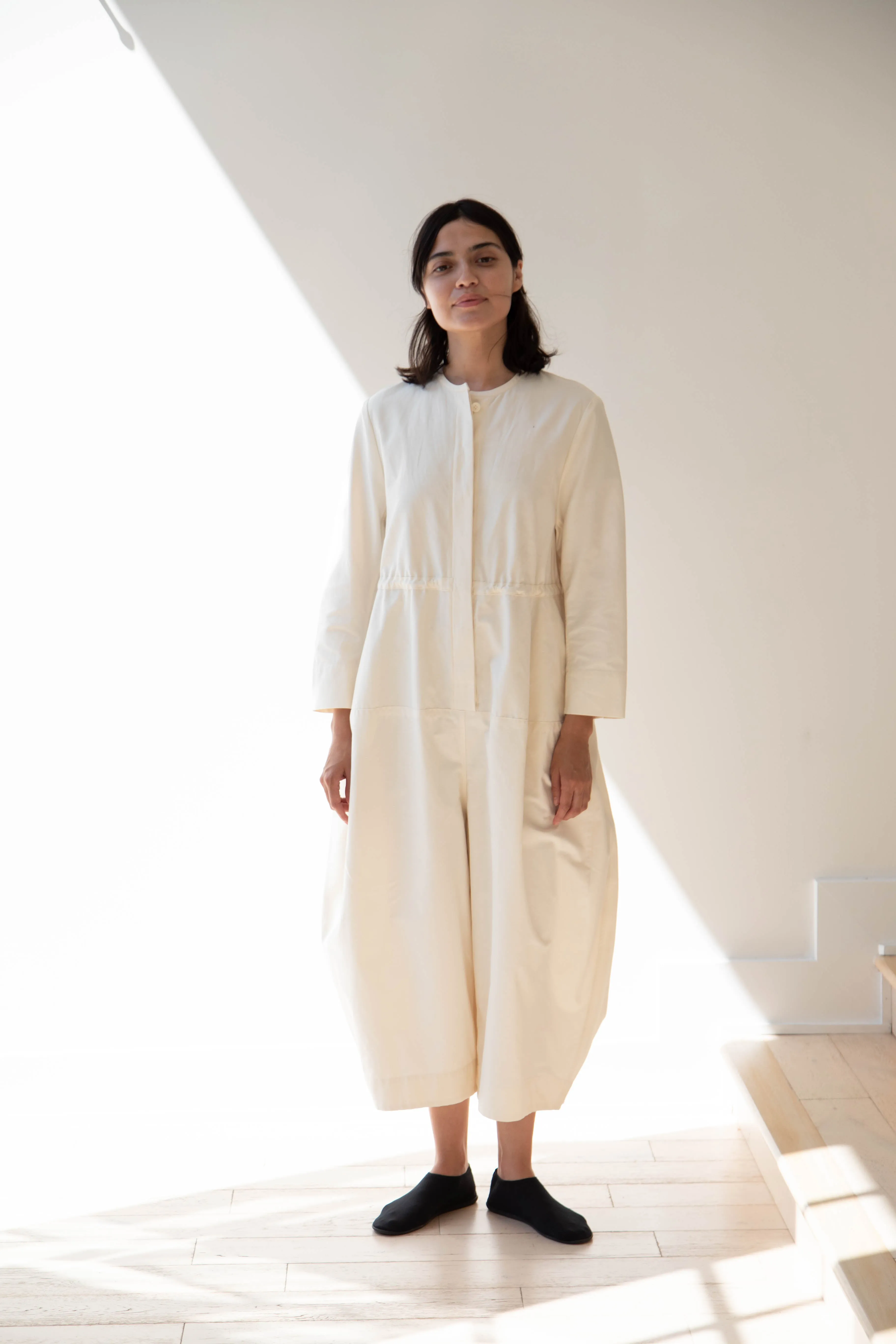 Tenne Handcrafted Modern | Barrel Leg Jumpsuit in Cream