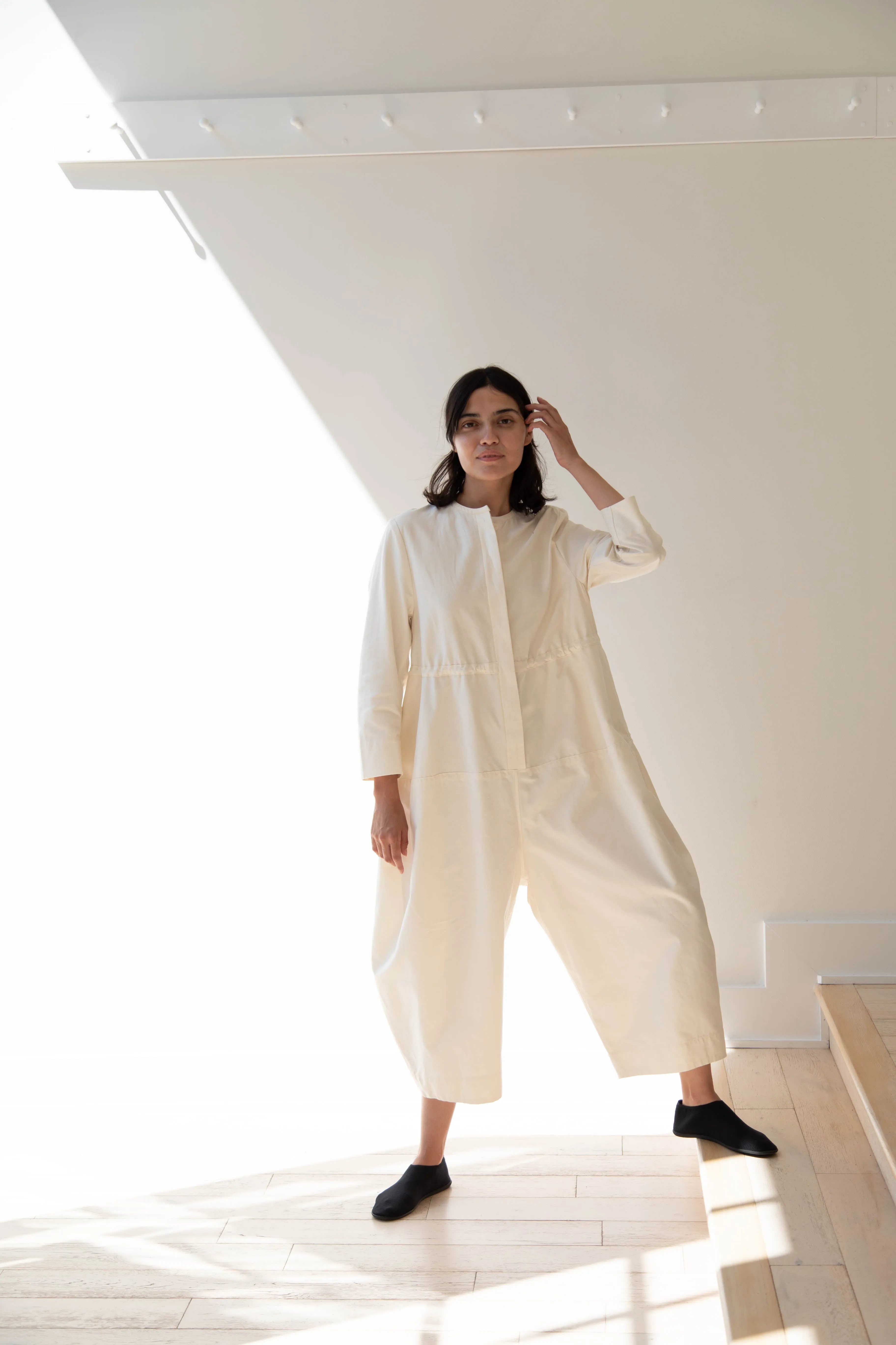 Tenne Handcrafted Modern | Barrel Leg Jumpsuit in Cream