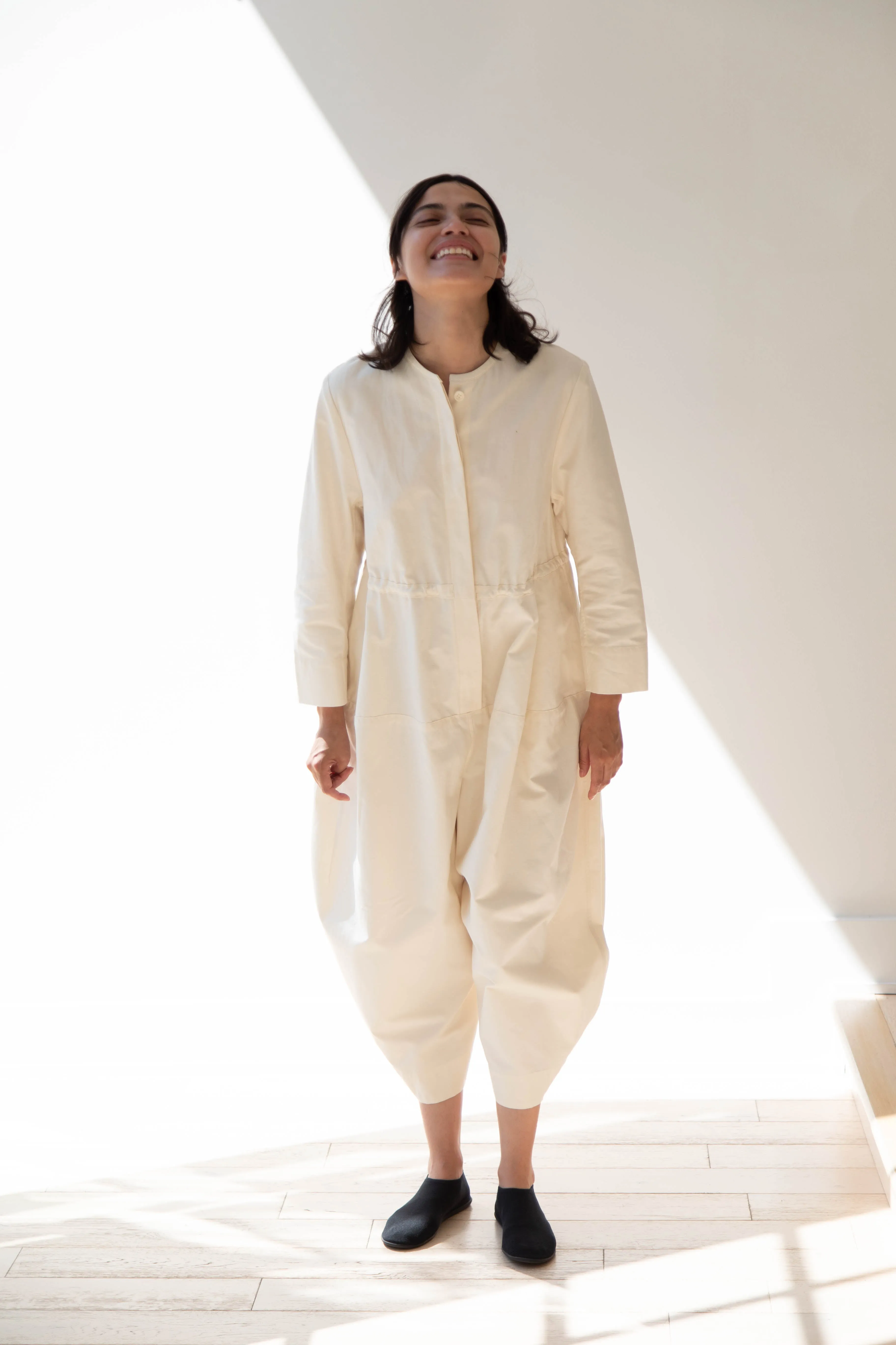 Tenne Handcrafted Modern | Barrel Leg Jumpsuit in Cream