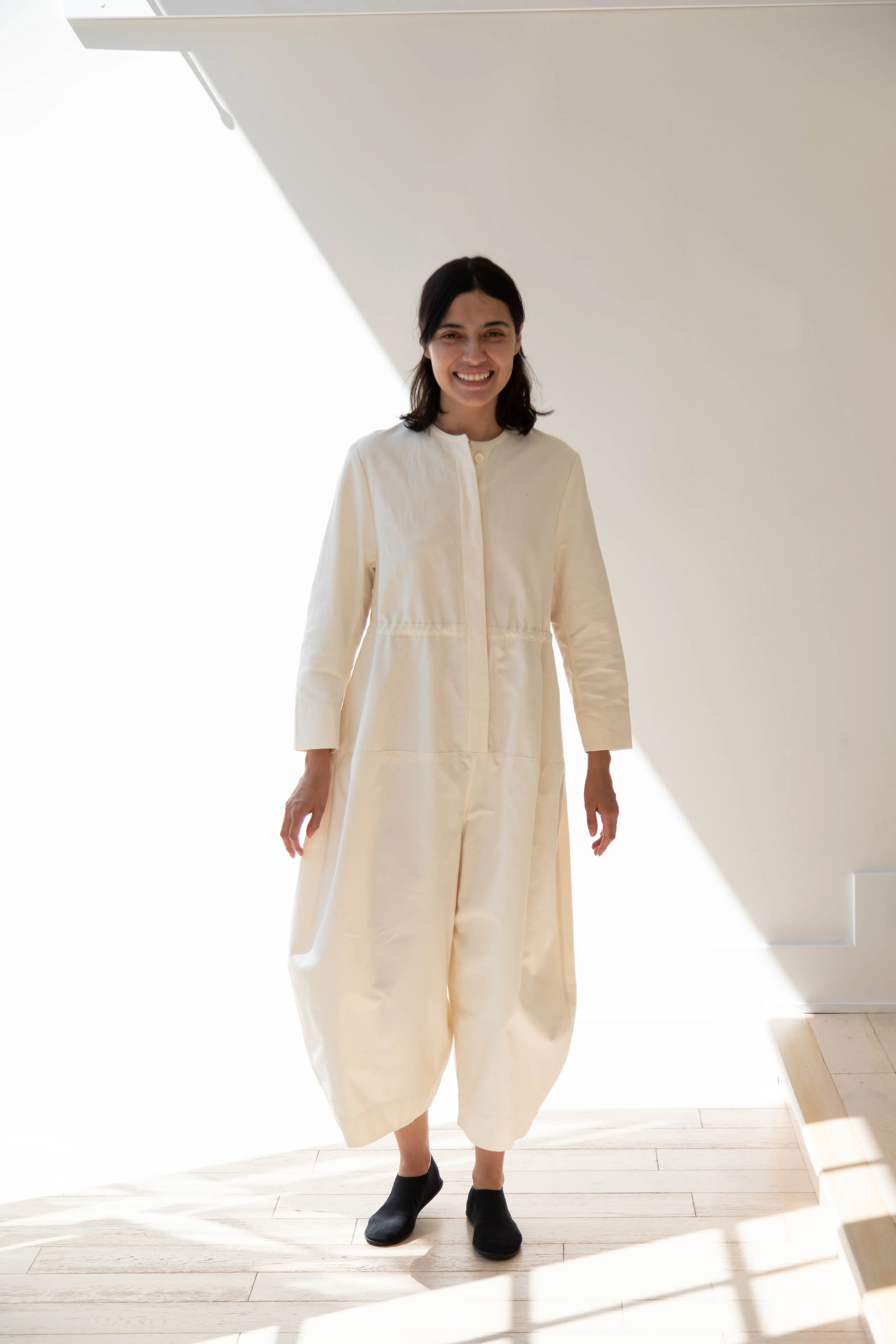 Tenne Handcrafted Modern | Barrel Leg Jumpsuit in Cream