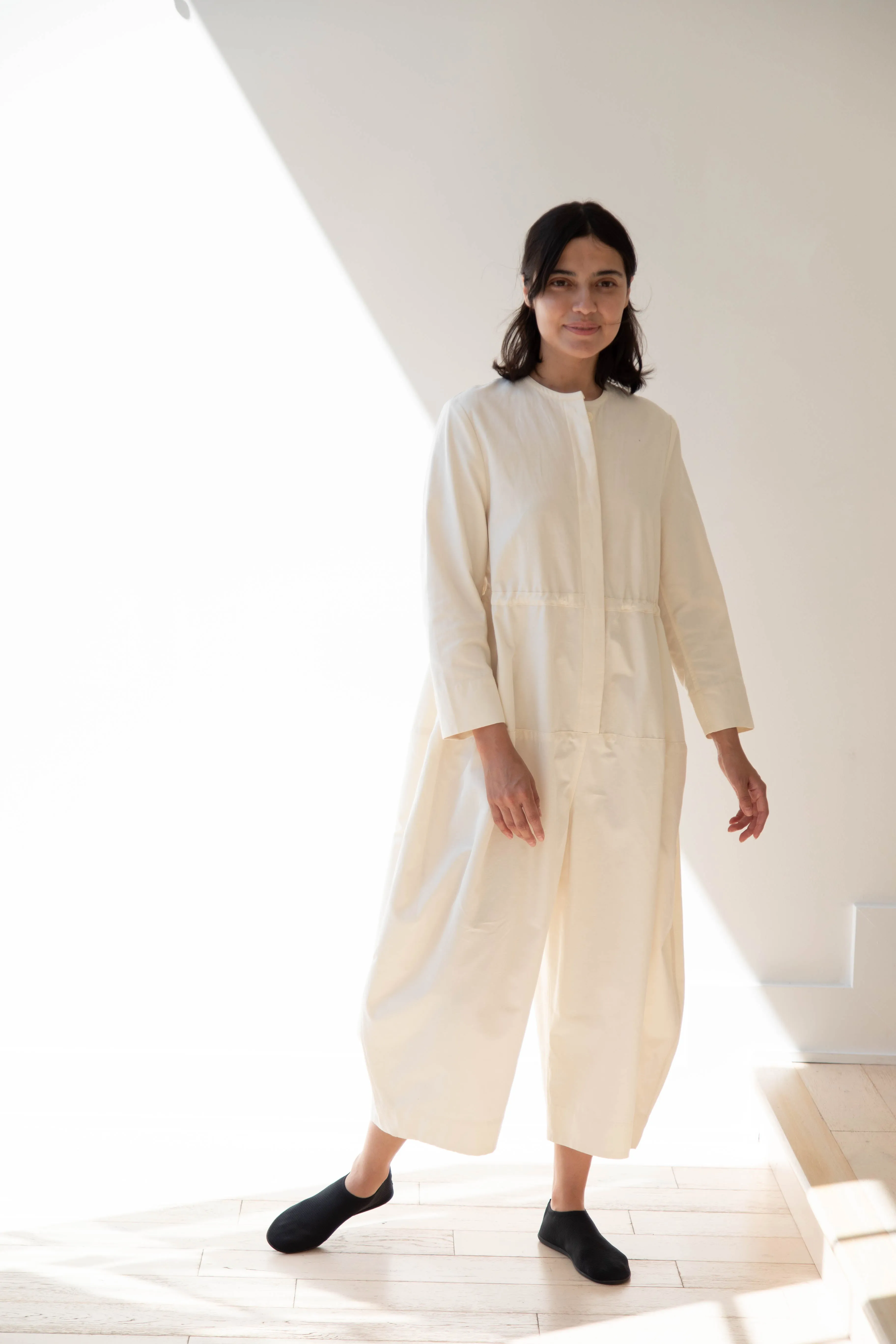 Tenne Handcrafted Modern | Barrel Leg Jumpsuit in Cream