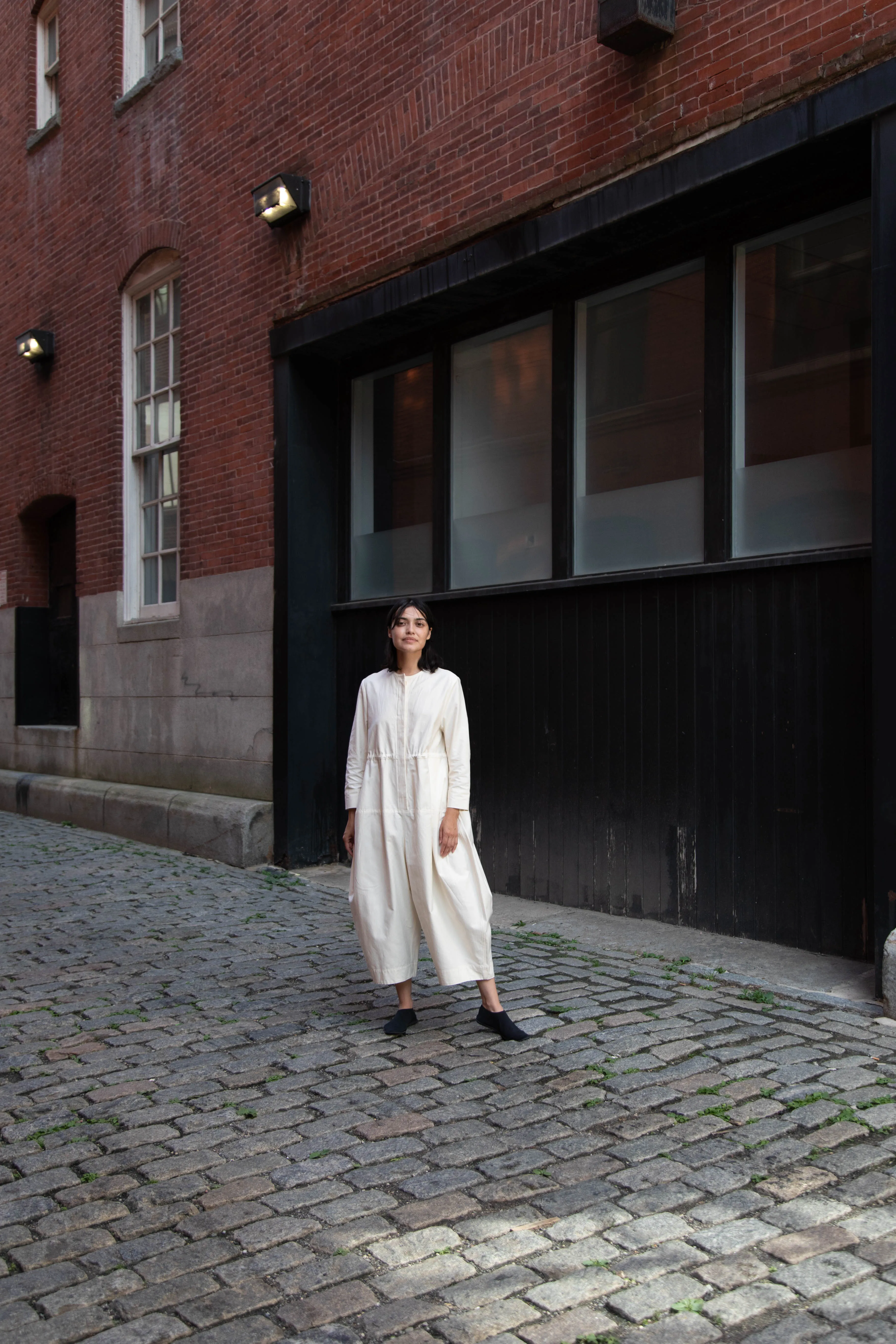 Tenne Handcrafted Modern | Barrel Leg Jumpsuit in Cream