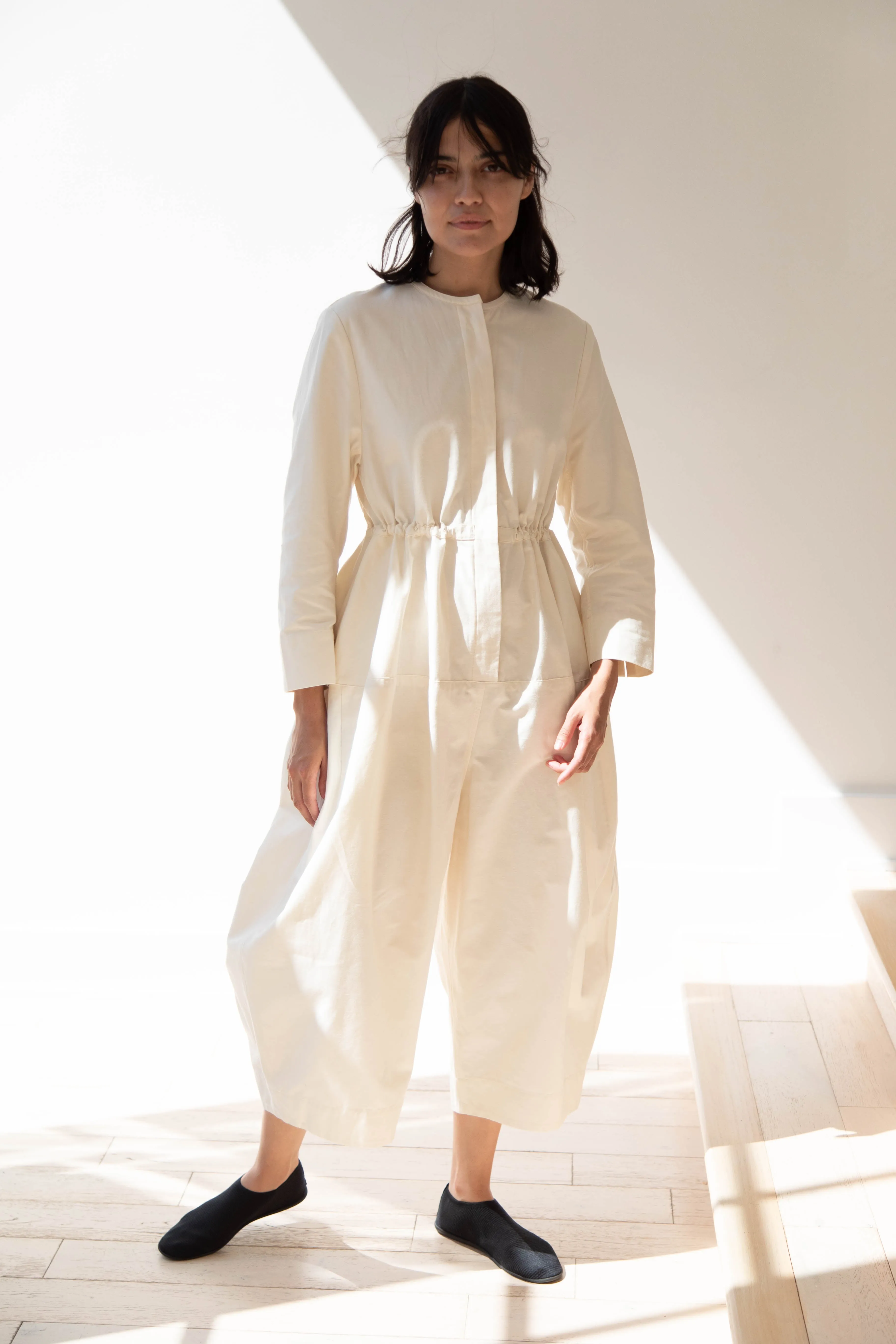 Tenne Handcrafted Modern | Barrel Leg Jumpsuit in Cream