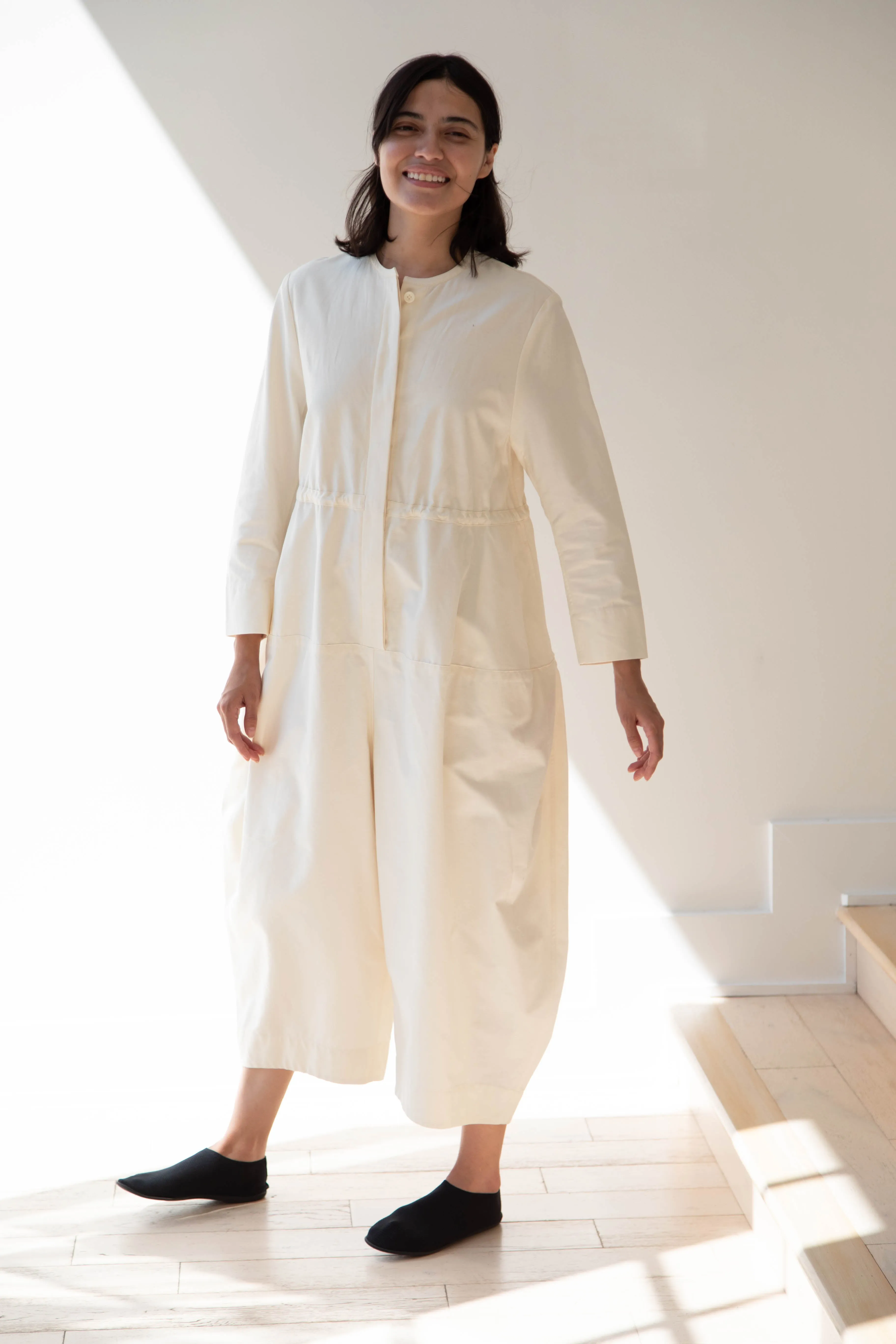 Tenne Handcrafted Modern | Barrel Leg Jumpsuit in Cream