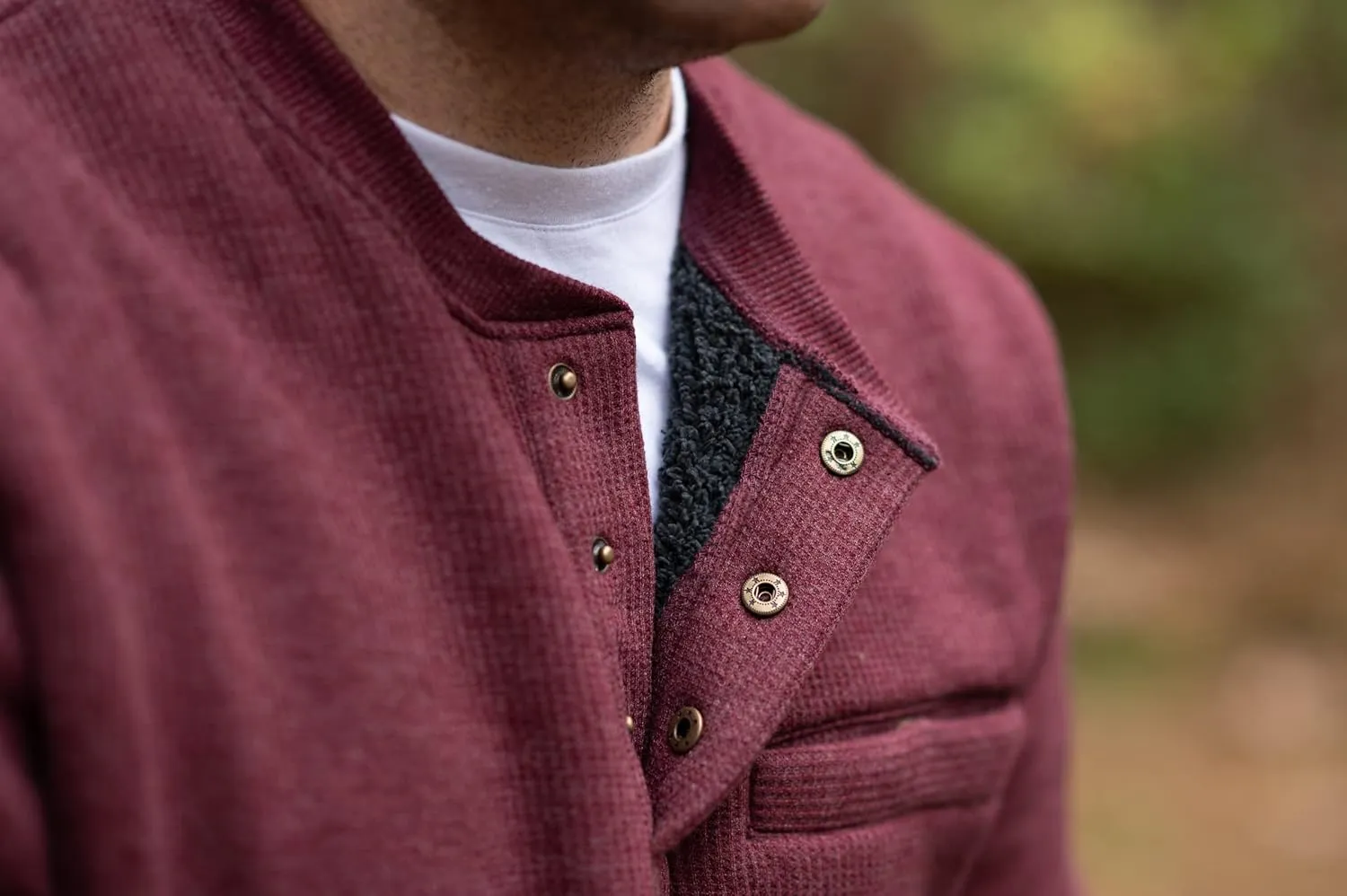 The American Outdoorsman Sherpa Lined Waffle Henley for Men - Thermal Long Sleeve Shirt Bonded Sherpa Lining For Outdoors