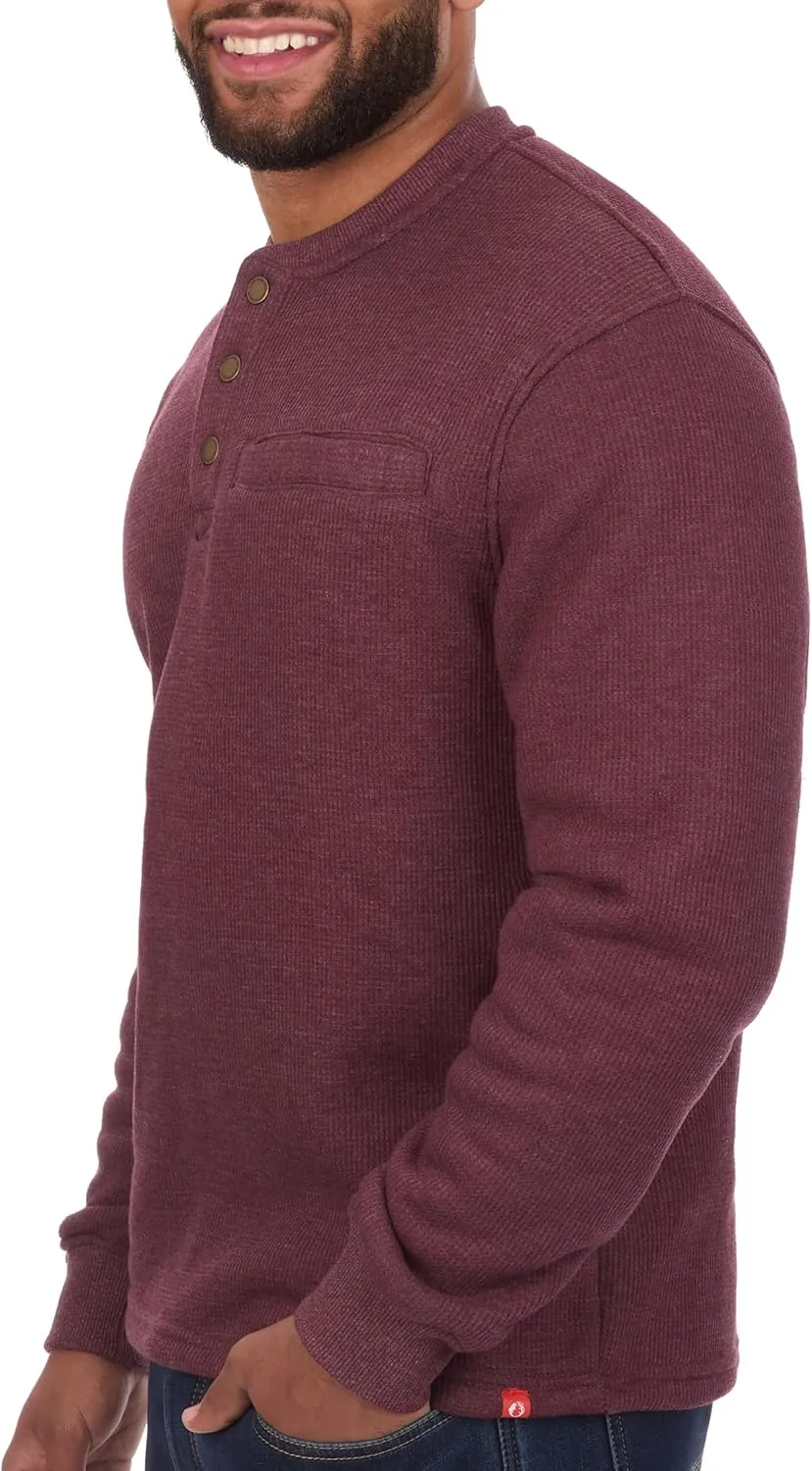 The American Outdoorsman Sherpa Lined Waffle Henley for Men - Thermal Long Sleeve Shirt Bonded Sherpa Lining For Outdoors