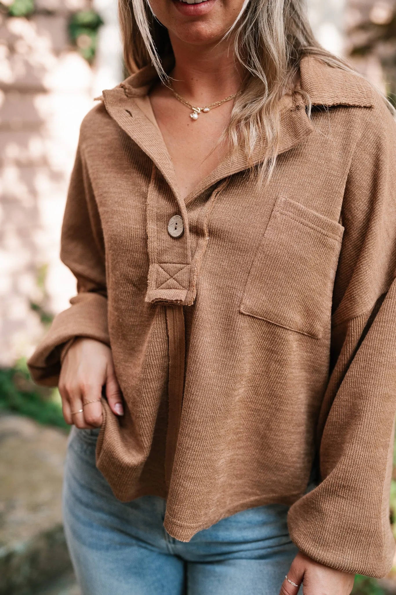 Think Of Me Oversized Top - Almond