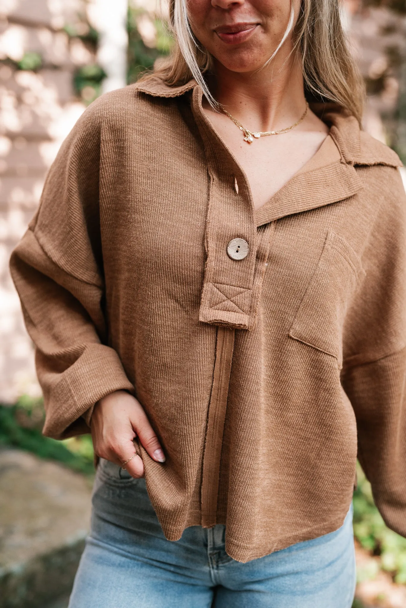 Think Of Me Oversized Top - Almond