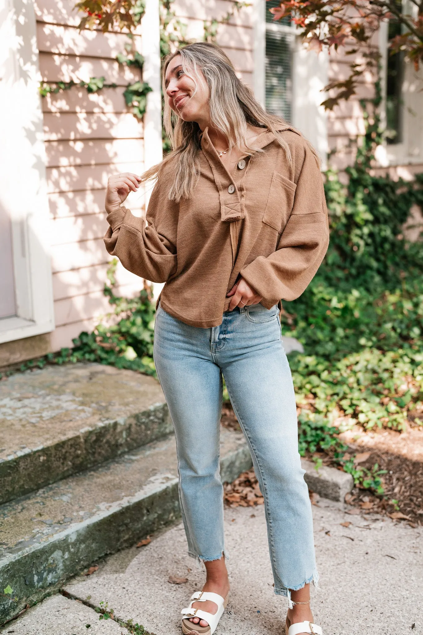 Think Of Me Oversized Top - Almond