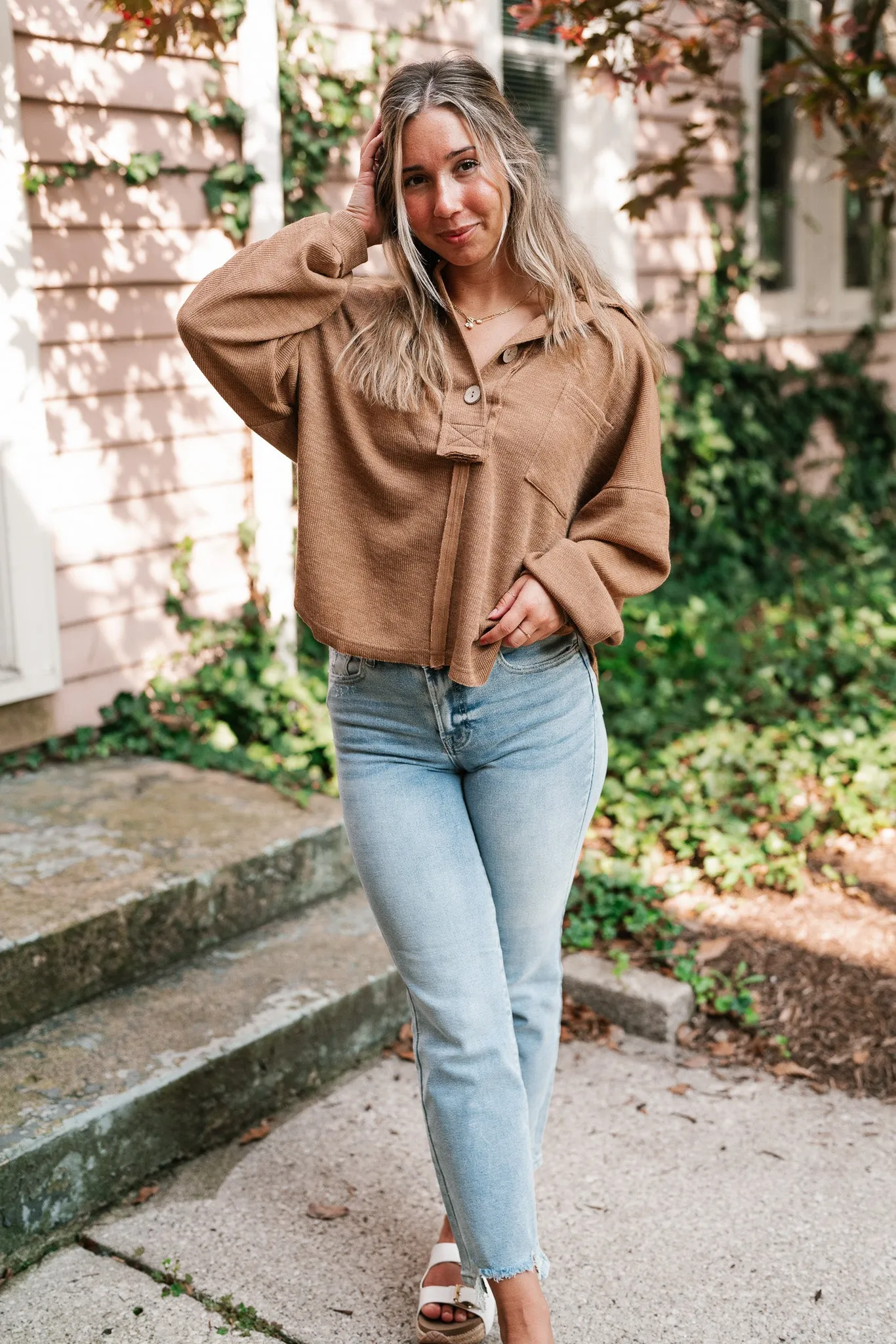 Think Of Me Oversized Top - Almond