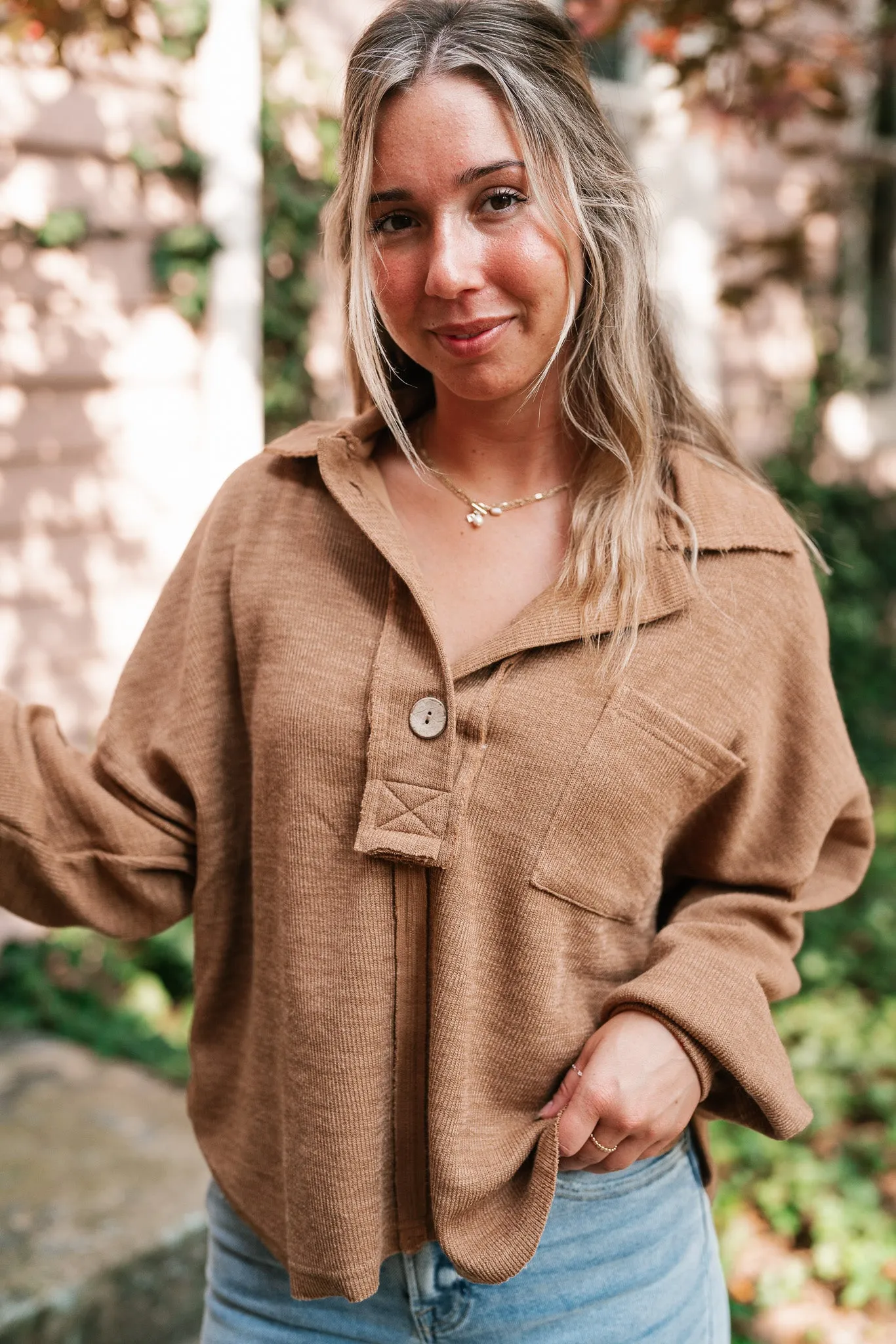 Think Of Me Oversized Top - Almond