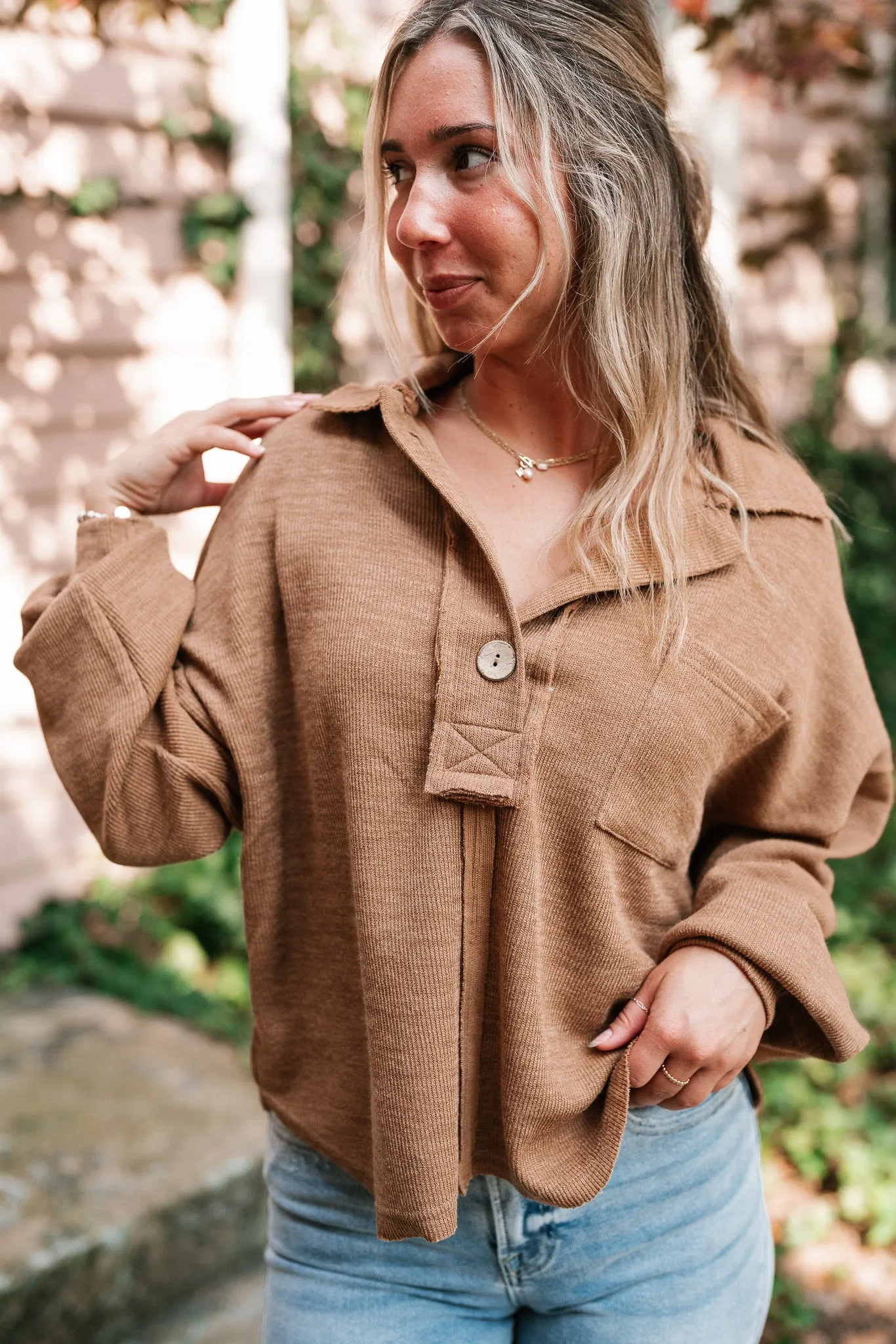 Think Of Me Oversized Top - Almond