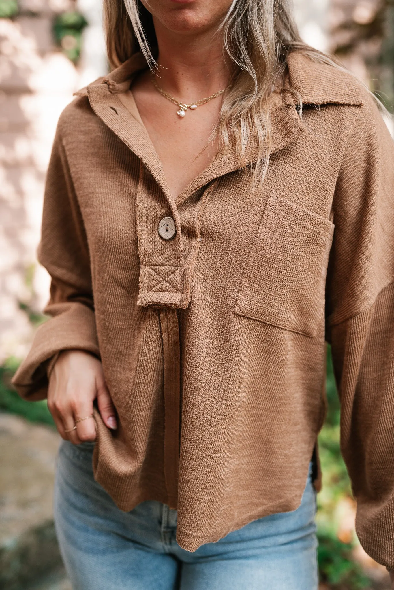 Think Of Me Oversized Top - Almond