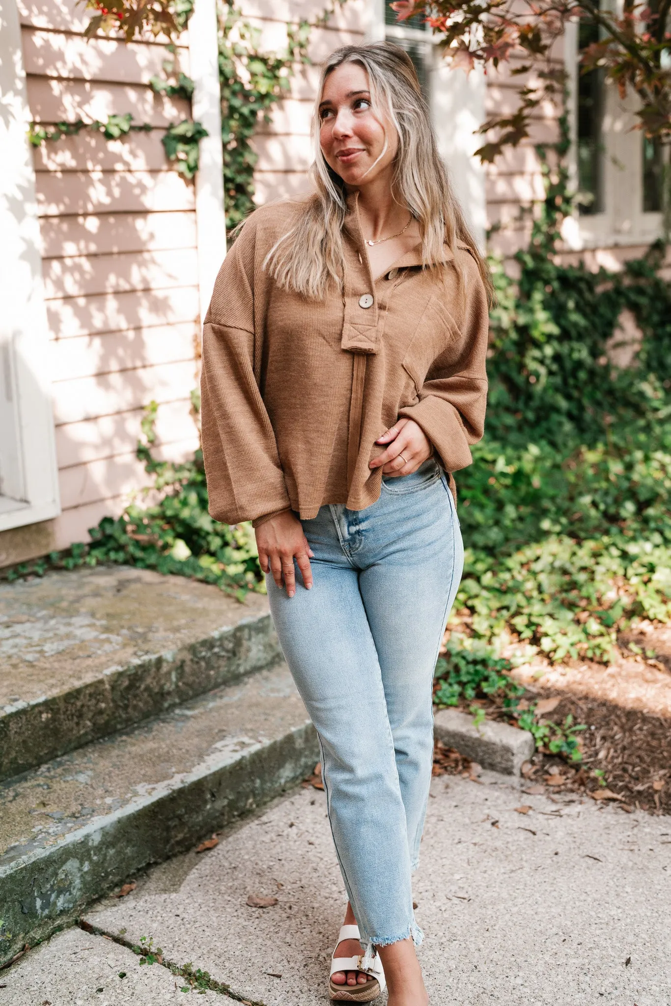 Think Of Me Oversized Top - Almond