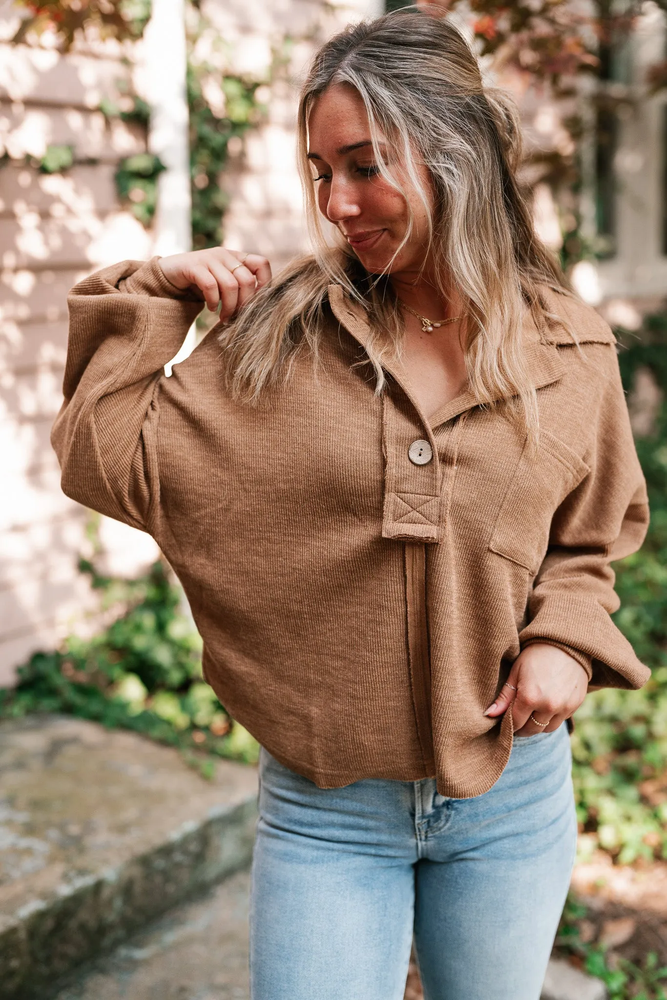 Think Of Me Oversized Top - Almond