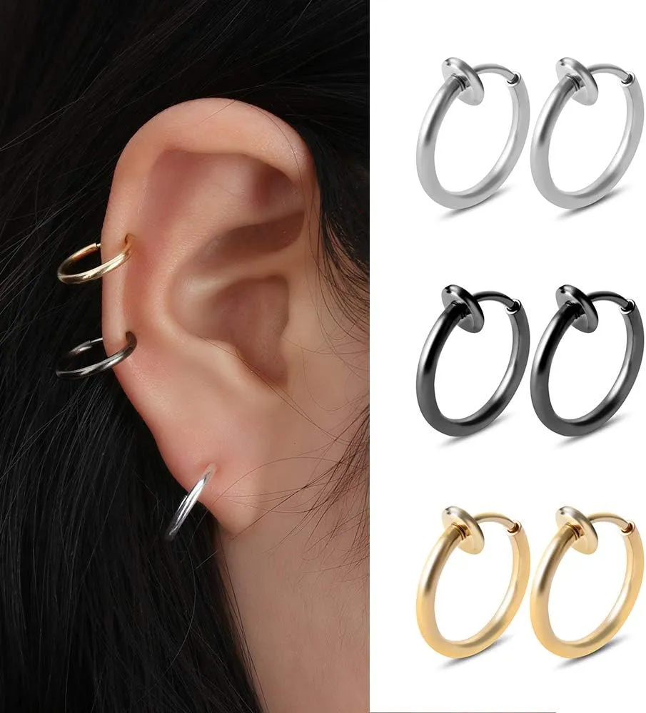 VCMART Fake Nose Ring Fake Septum Fake Nose Ring Hoop Clip On Fake Nose Piercing Faux Lip Ear Septum Nose Ring Non Pierced Fake Nose Rings for Women Men No Piercing Body Jewelry
