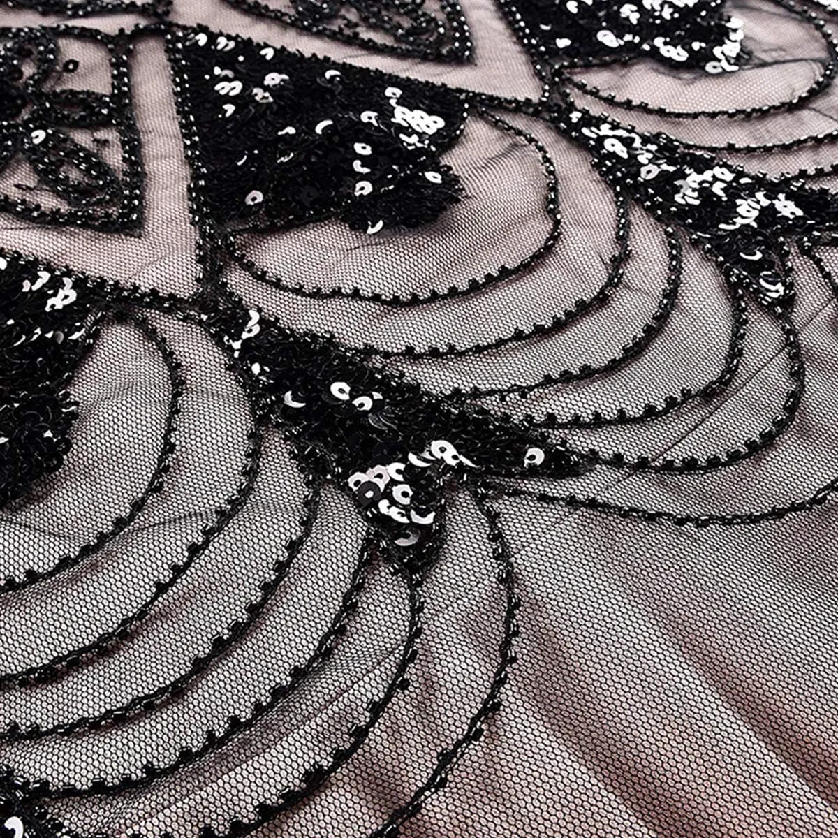 Women's 1920s Flapper Dress Vintage Great Gatsby Party Sequin Maxi Evening Cocktail Dresses with 20s Accessories Set