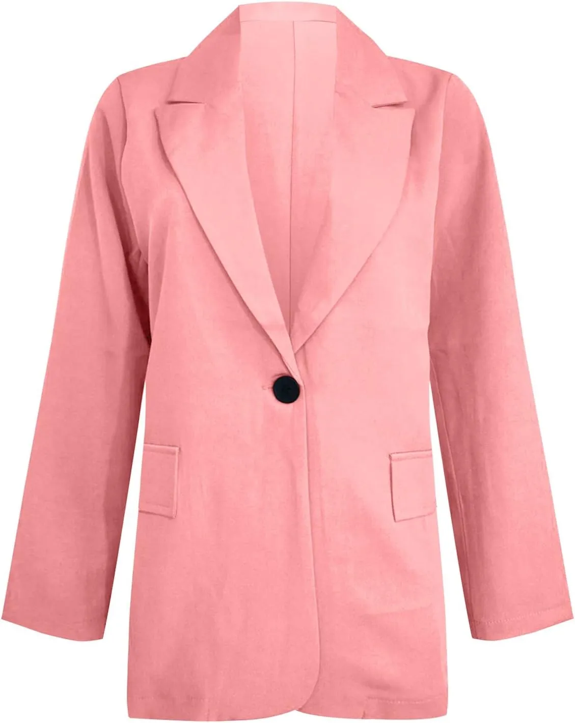 Womens 2025 Casual Temperament Solid Blazers Lapel Button Long Sleeve Cardigans with Pockets Loose Slim Formal Jackets