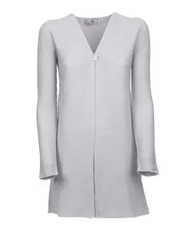 Women's Cashmere Links Stitch Duster Cardigan Light Gray