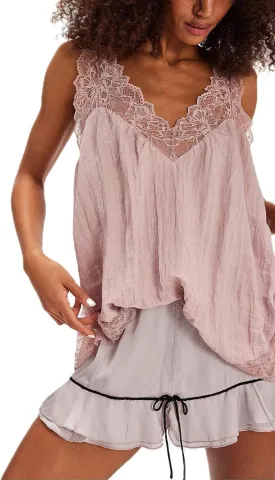 Womens Lace Trim Flowy Tank Top Boho Lace V Neck Sleeveless Camisole Tops Backless Beach Vacation Going Out Vest
