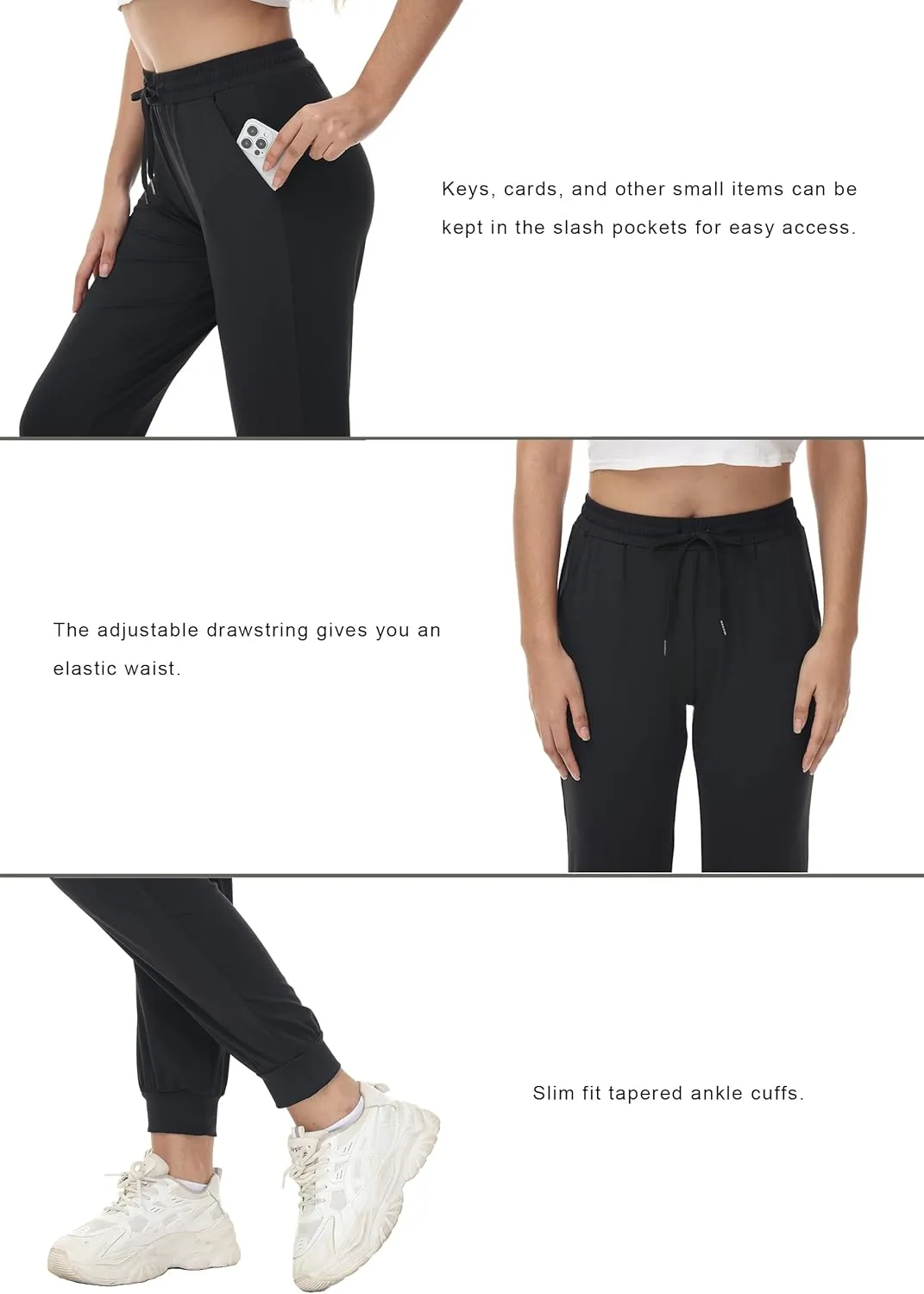ZTN Women's Drawstring Joggers Track Pants Athletic Workout Hiking Sweatpants Casual Lightweight Tapered Cuff Scrub Pants